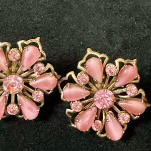 DeLizza & Elster Pink Floral Screwback Earrings